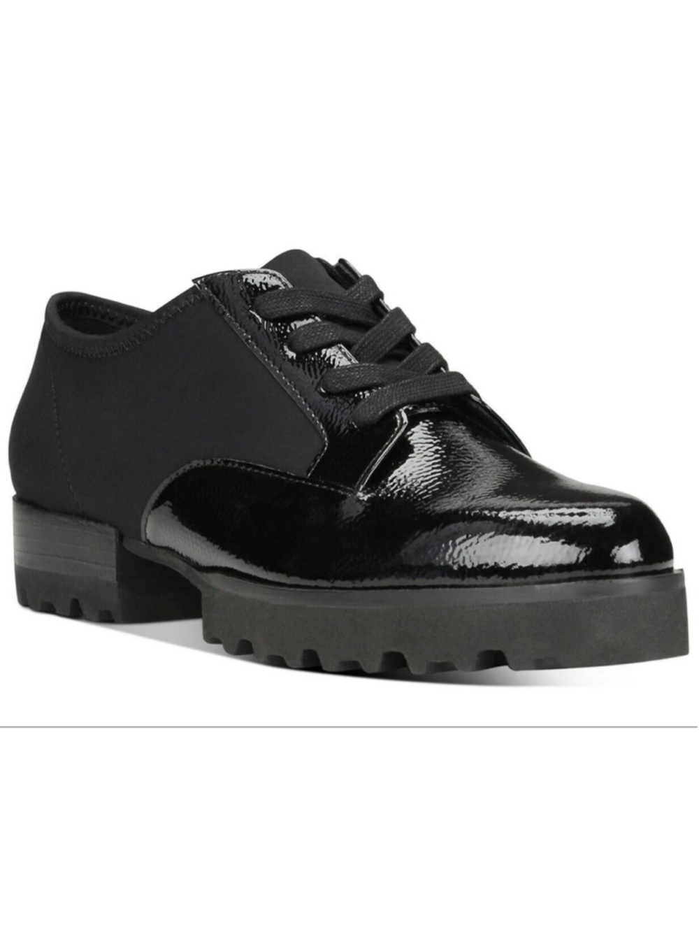 Women's Donald J Pliner Black Elee Lug Patent Leather Flats & Loafers Size 7.5
